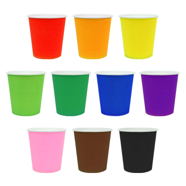 (재미스쿨) 칼라 종이컵 혼합 10입(1줄) 색깔 컬러 칼라컵