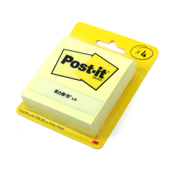 (3M) 포스트잇 노트 654-4 노랑 점착식 메모지