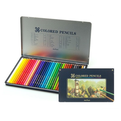 (문화연필) 고급 유성 색연필 36색 전문가용 틴케이스